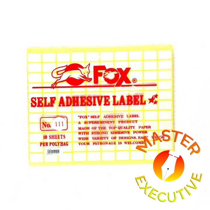 [Pak - 10 lembar] Fox Label Stiker 111 / Undangan / Nama / Self Adhesive Sticker