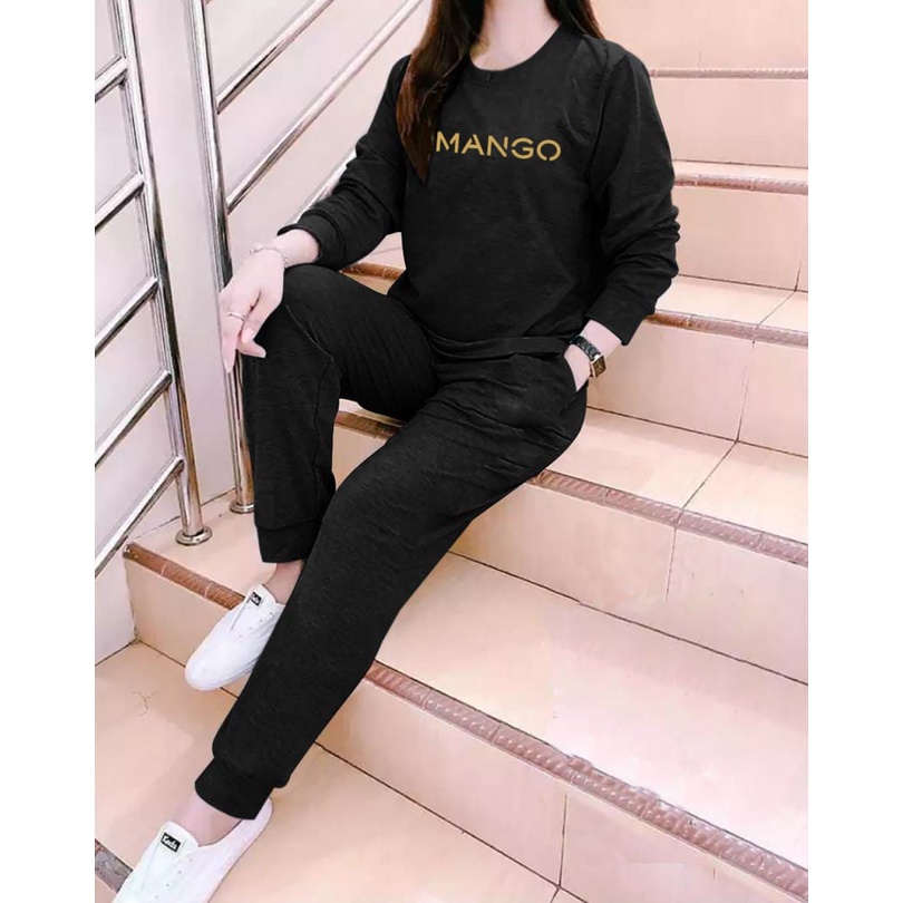 setelan  girl mago gold / satu set / sweater + celana / baju senam  -mukzhop