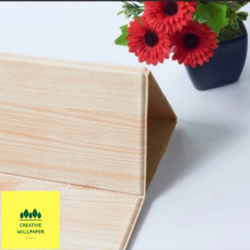 wallfoam 3D motif kayu coklat muda ukuran 70x77cm