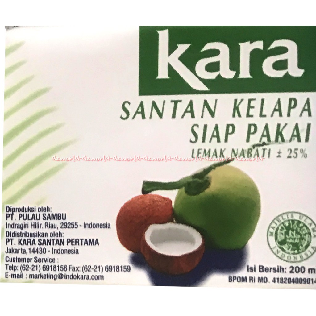 Kara Santan Kelapa 200ml Siap Pakai Santen kalapa Cair Karra Liquid Coconut Cocconut