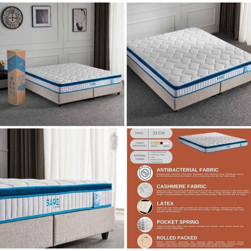 Kasur Sare Latex Pocket Spring 120x200cm
