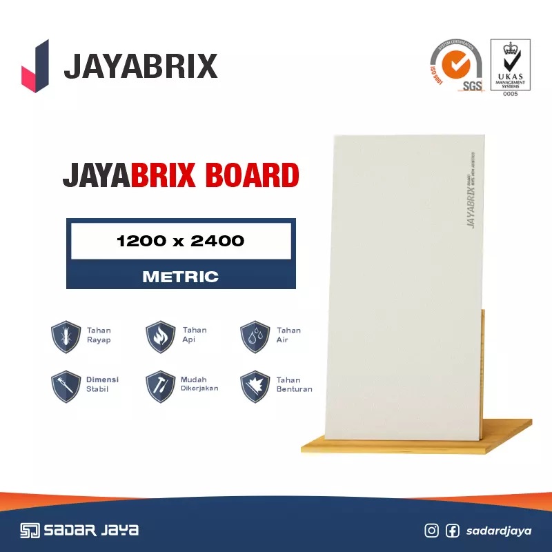 Jayabrix Board Metric GRC Papan Silikat / Plafon langit-langit / Partisi / Sekat / FIber Cement 3,5 mm – 8,0 mm