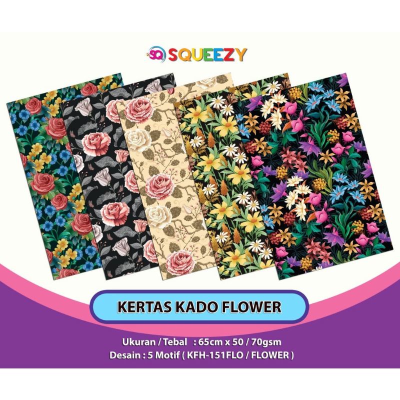 

Kertas Kado Squeezy Motif Bunga