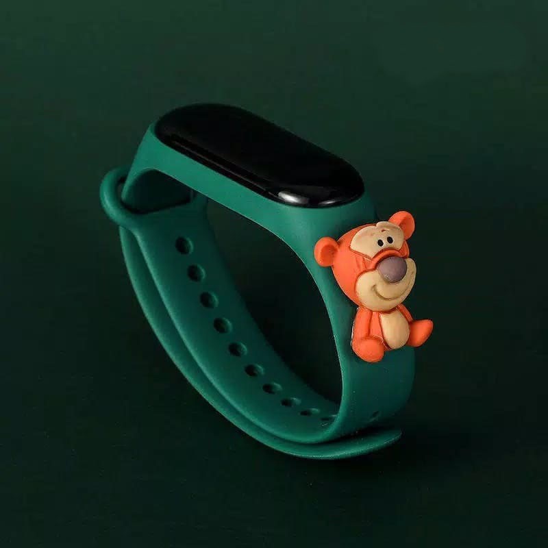 Jam Tangan Anak LED Digital display Elektronik Motif karakter kartun Lucu Murah-Tiger Hijau