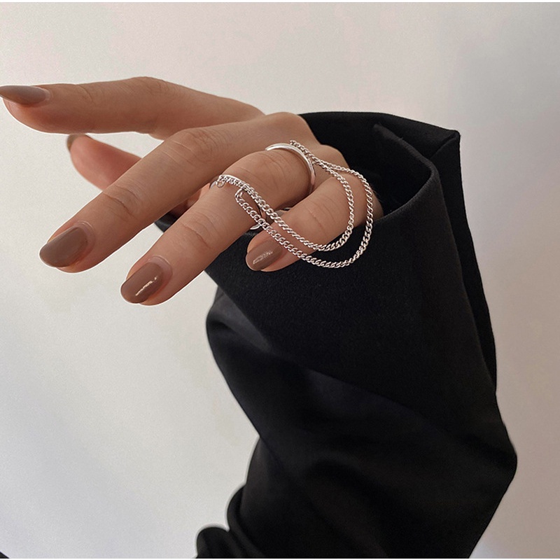 Double-layer Chain Ring Accessories Personality Korean Street Punk Cool Trend