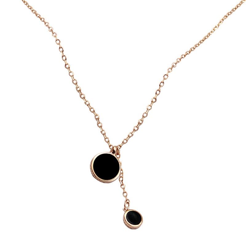 FerenHongXia Kalung European and American black oil dripping geometric small round pendant necklace l medan l lubukpakam l perbaungan l deliserdang l serdangbedagai l binjai l galang l tembung l batangkuis l jakarta l kalimantan