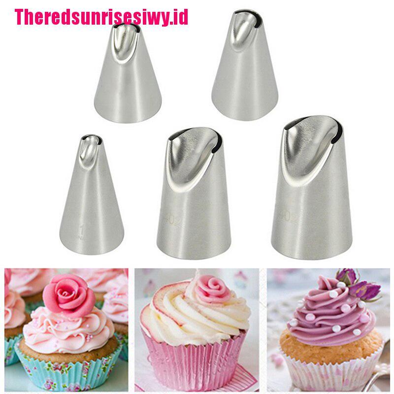 5pcs / Set Nozzle Icing Piping Krim Untuk Dekorasi Kue