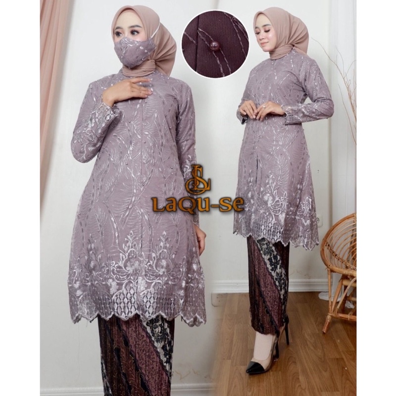 Setelan Kebaya Tunik Brukat Rok Batik Instant Modern Gaun Kondangan Wanita Terbaru By Laquse_kebaya2