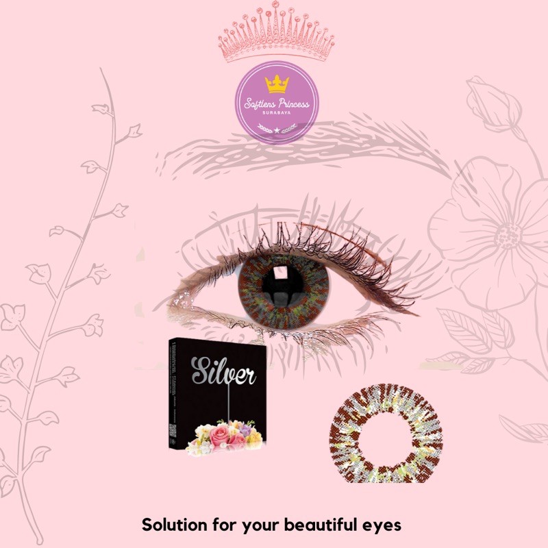 Softlens Ice Silver no.1 15mm Normal Minus Lensa Kontak Wisuda Wedding Free Case  Softlens Princess 