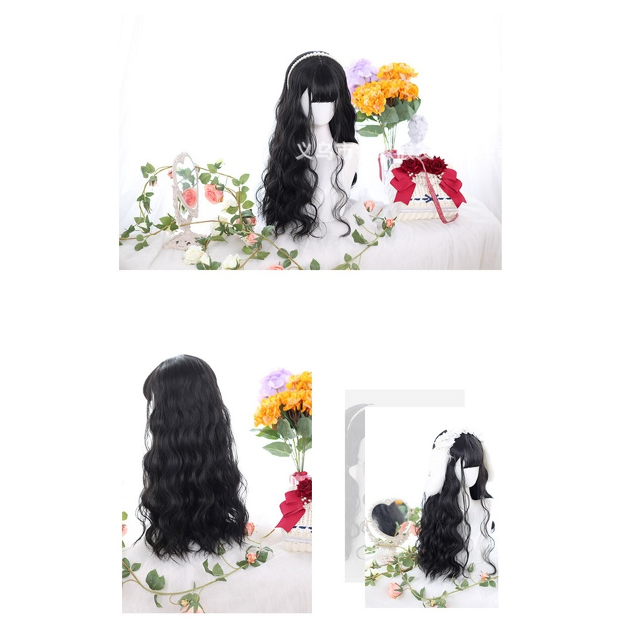 WDA-30 wig daily kpop panjang mermaid curly natural rambut palsu