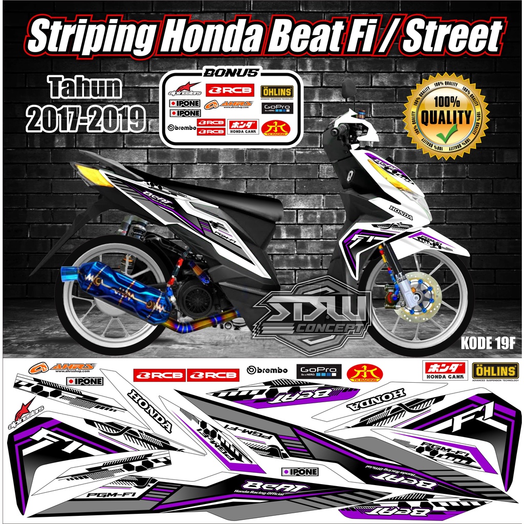 Striping Beat 2017-2019 Variasi Stiker Lis Motor Beat Kode 19