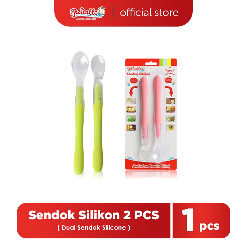 Sendok Mpasi Bayi Silikon Silicone Isi 2 | BPAFREE | RELIABLE | DODO | set sendok garpu makan bayi antisedak gagang pendek