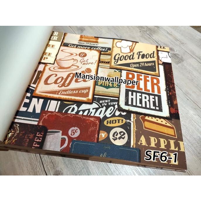 Wallpaper Dinding Murah Cafe Coffee Koran Grafiti Warna Vintage Retro Terbaru