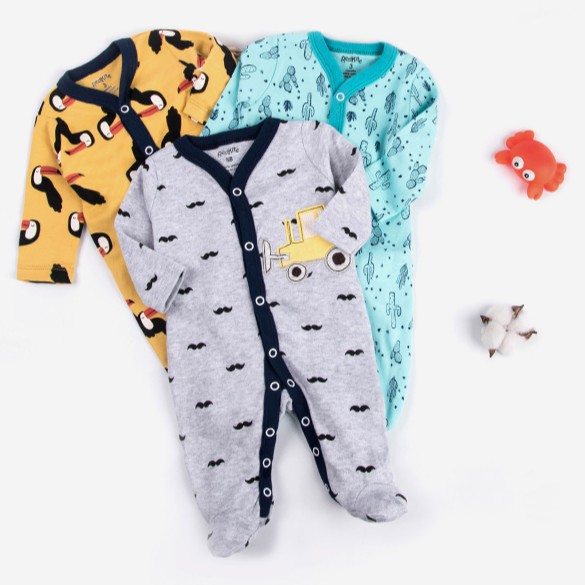 Sleepsuit Bayi Laki Laki - Pajamas Baby Premium Tutup Kaki isi 3Pc P010