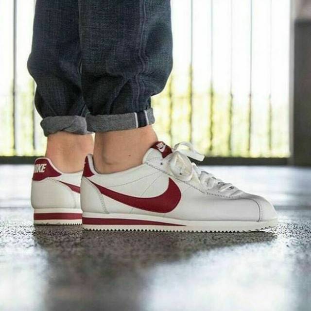 Sepatu Casual Fashion Nike Cortez White Red Putih Merah Original Murah
