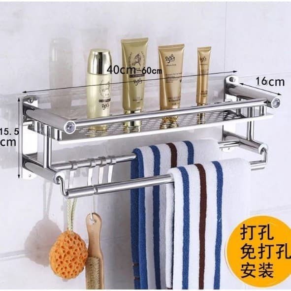 【GOGOMART】PREMIUM Rak Kamar Mandi Stainless Steel - 2 TINGKAT