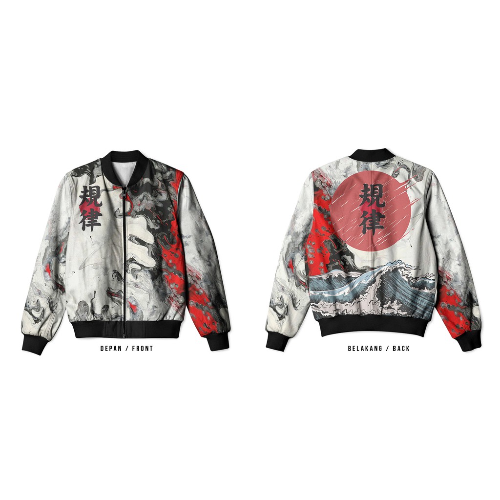 Jaket Bomber Pria Wanita Jepang Japan Harajuku Street Wear Tsunami