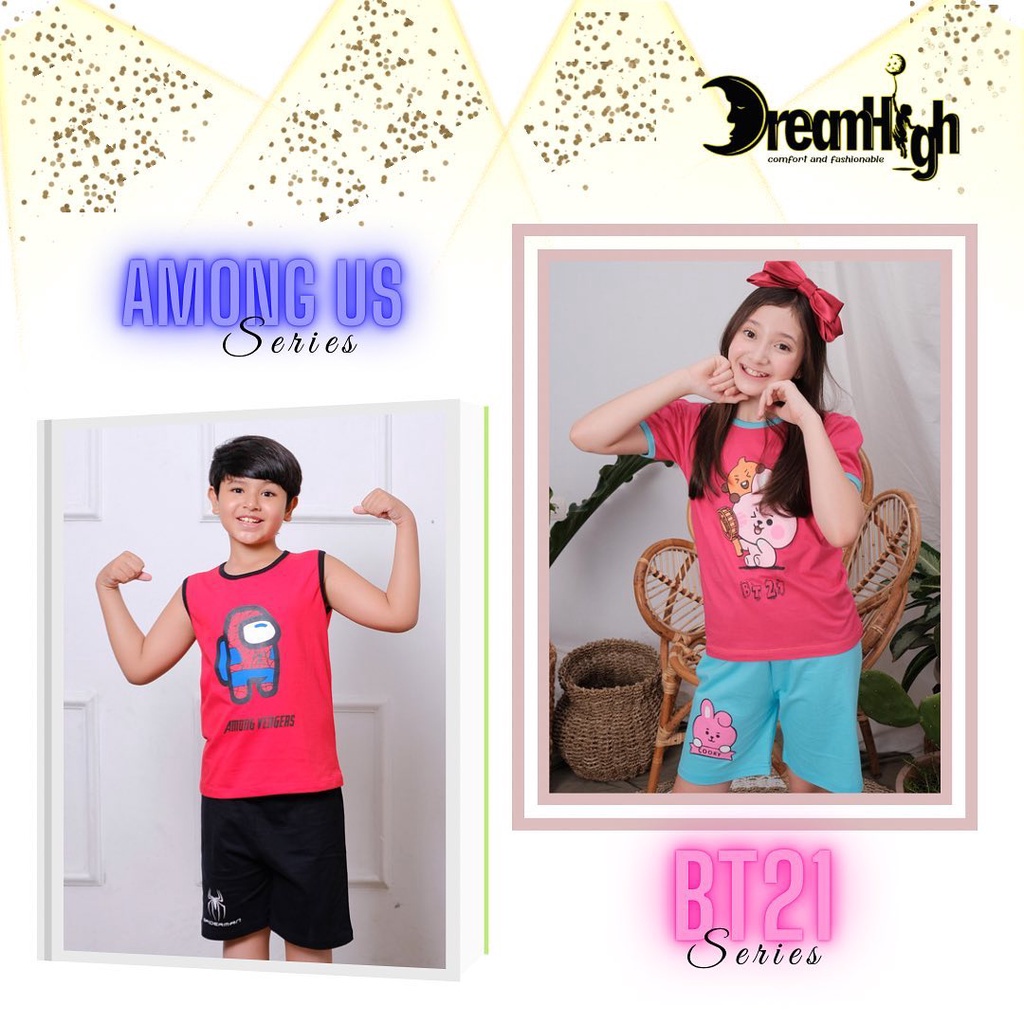 SETELAN ANAK UNISEX KARTUN KEKINIAN USIA 4-12TH