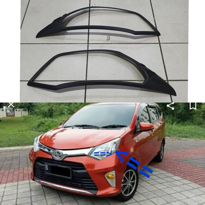 Garnish GARNIS hitam doff lampu HEADLAMP depan  TOYOTA CALYA / DAIHATSU SIGRA 2016-2018