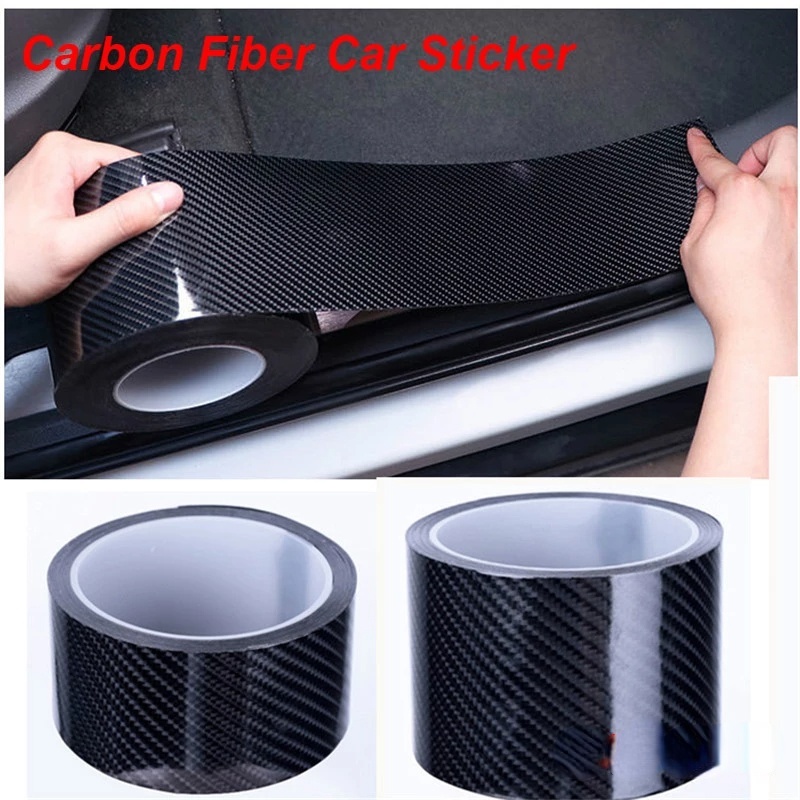 10/7/5/3CM 3D Carbon Fiber Car Sticker DIY Paste Protector Strip Auto Door Anti Scratch Tape