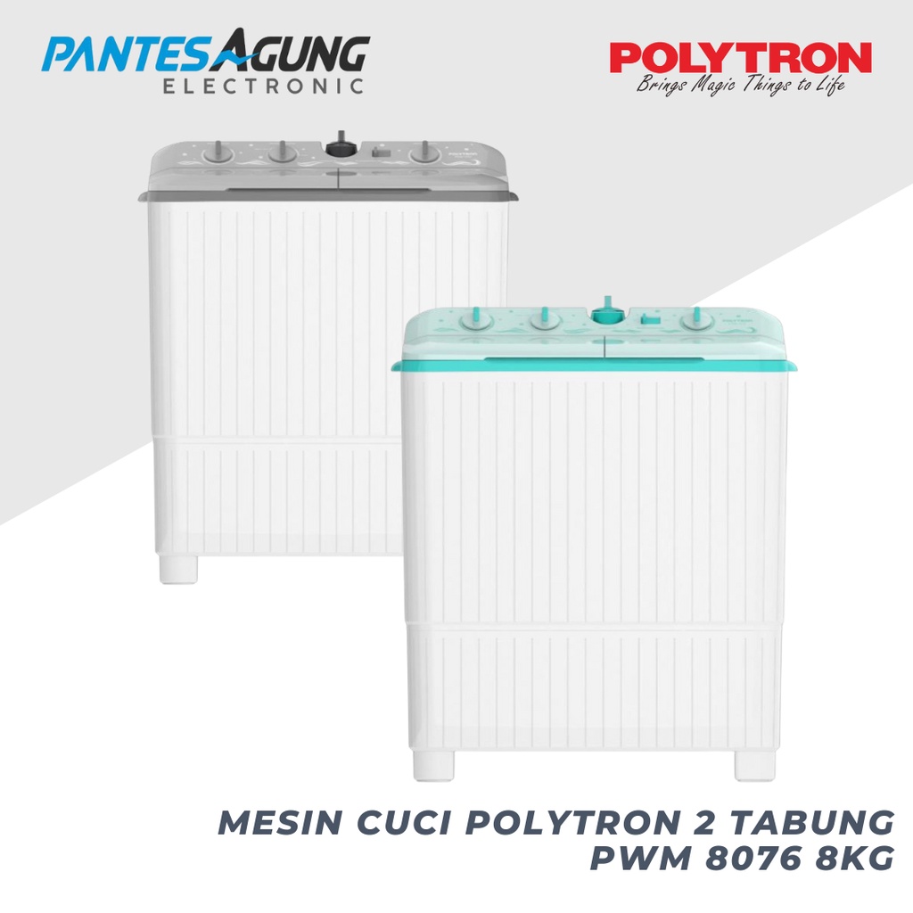 MESIN CUCI POLYTRON 2 TABUNG PWM 8076 8KG