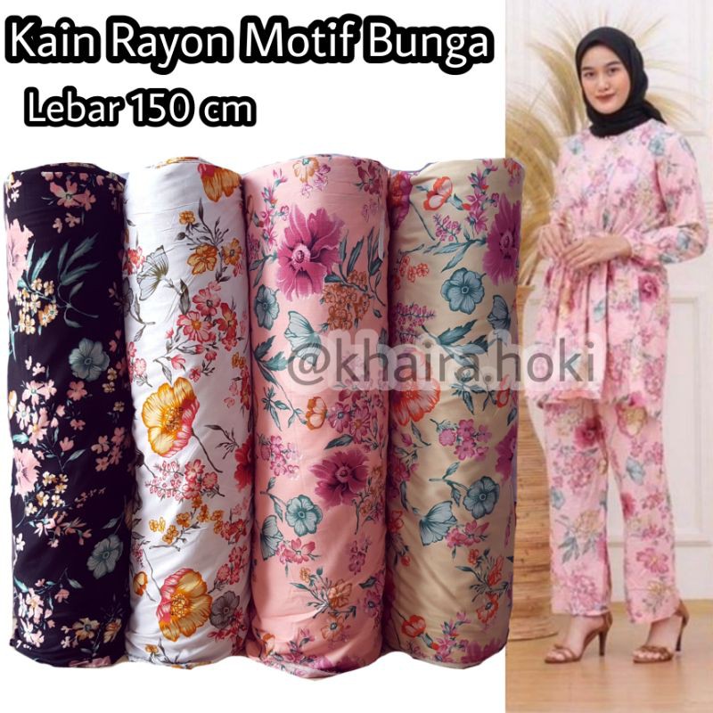kain rayon motif bunga/kain rayon modern/kain rayon halus