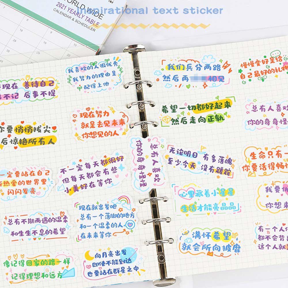 LANFY Cute Life Quotes Sticker Water-proof Inspirational Sentences Motivational Phrases Sticker Chinese Phrases Laptop Diary Decoration Sticky Statiomery DIY Study Room Scrapbook Decals