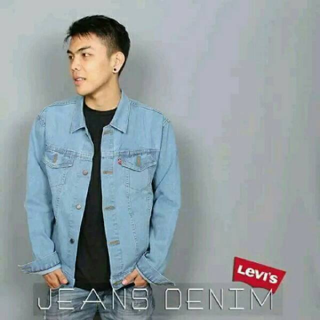 Jaket jeans Bioblitz pria wanita denim levis kerah lengan panjang saku kancing MURAH grosir keren