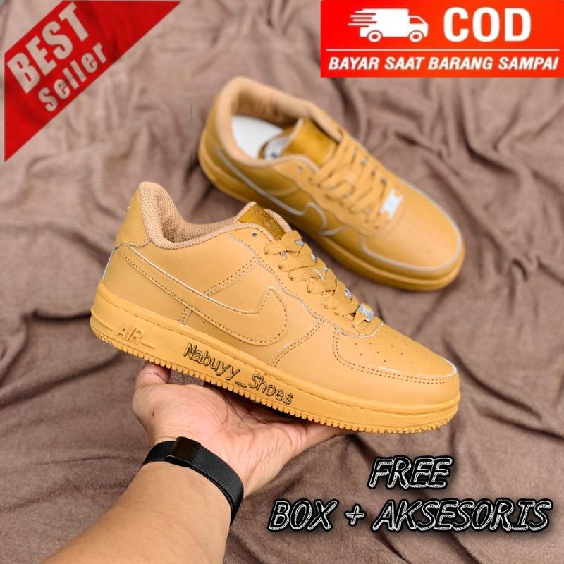 SEPATU PRIA NK3 A1R FORC3 1 ONE FULL BROWN COKLAT TAN SEPATU ANAK LAKI LAKI SEPATU SNEAKERS CASUAL SNEAKERS PRIA