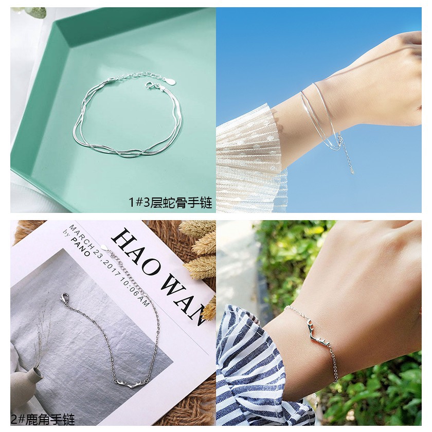 Gelang Wanita Model Korea Simple Clover Kristal untuk Hadiah-1