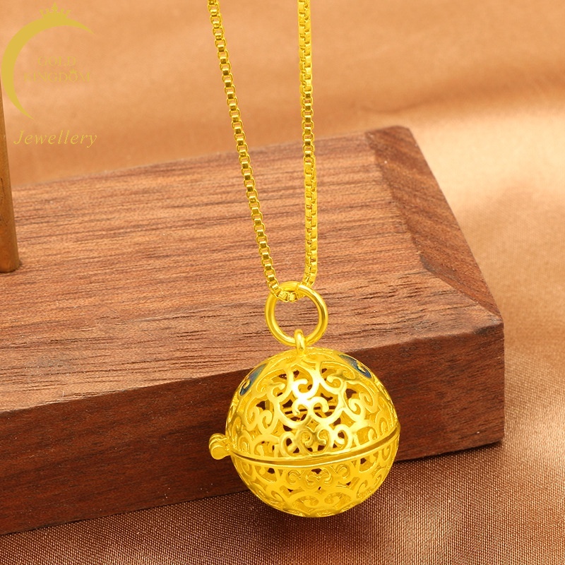 Kalung Liontin Bola Sachet 3D Lapis Emas Asli Kadar 375 Untuk Wanita