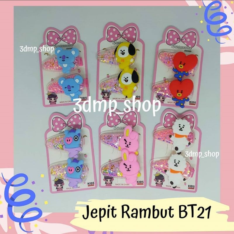 Jepit Rambut Glitter BT21 Tata koya rj cooky mang chimy