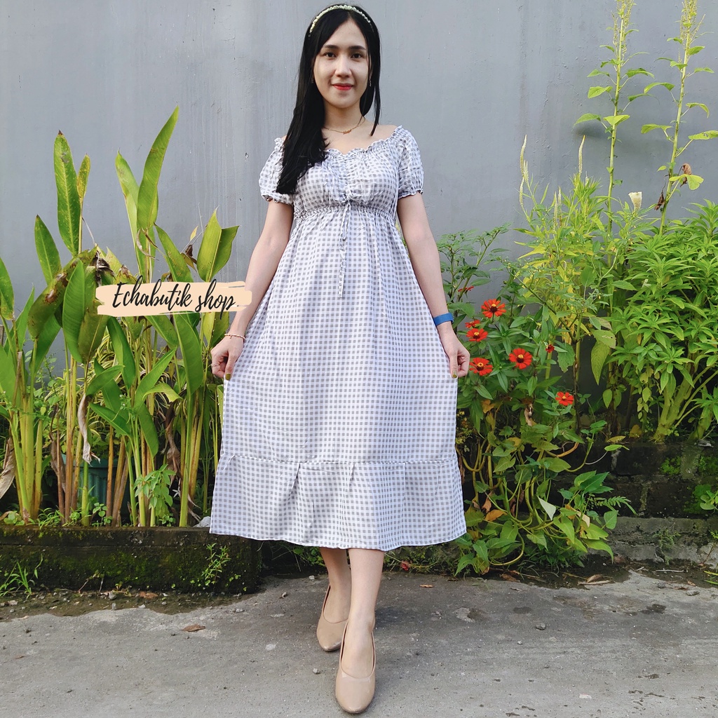 DASTER/DRES CASANDRA POLOS BALI-KOTAK GREY