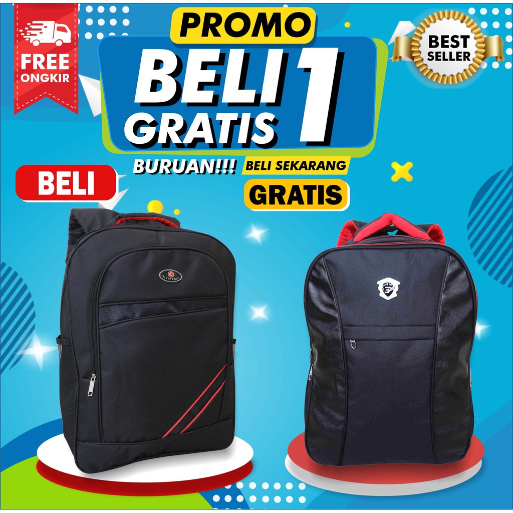 BELI 1 GRATIS 1 - Ransel Punggung Polo Laki-Laki Free Backpack Elite Polo Tas Kerja Dinas Seminar