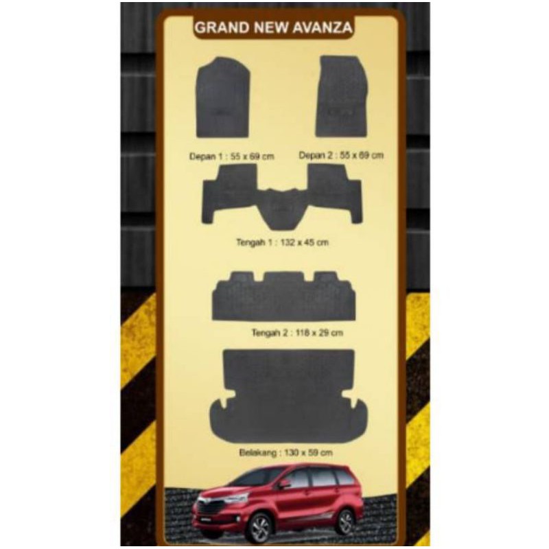 karpet karet alas lantai mobil Grand New Avanza tahun 2015 - 2018.  full set