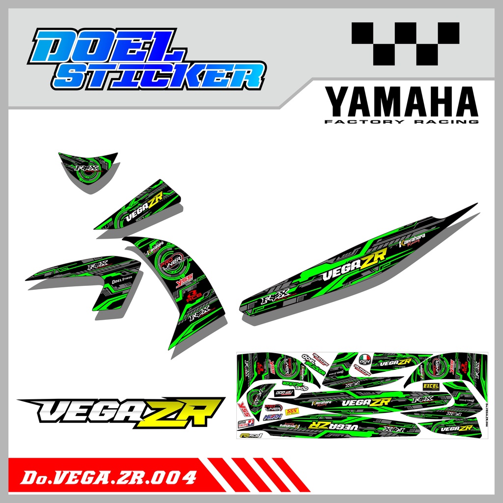 Sticker Striping VEGA ZR List Variasi Hologram , Crome Desain FOX Racing Doel 004