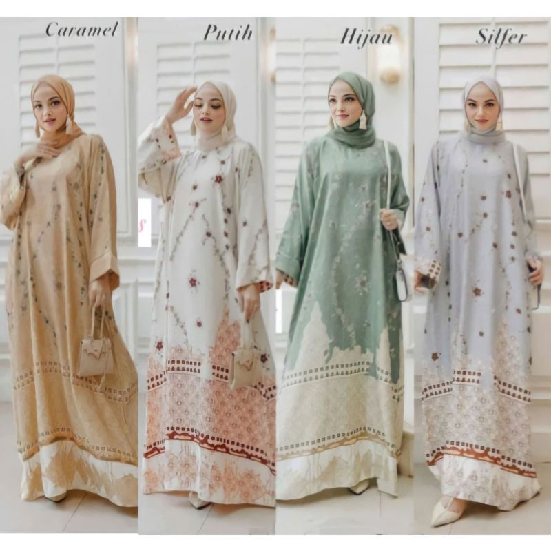 Helena Dress - Gamis Terbaru Maxmara Lux  Premium Dress Wanita Lengan Panjang Maxi Dress Kekinian LD 110 cm