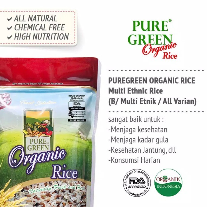 

540ffiepp Puregreen Organic Rice Beras Organik Multi Ethnic - Paket 2 X 1 Kg 244Q40112