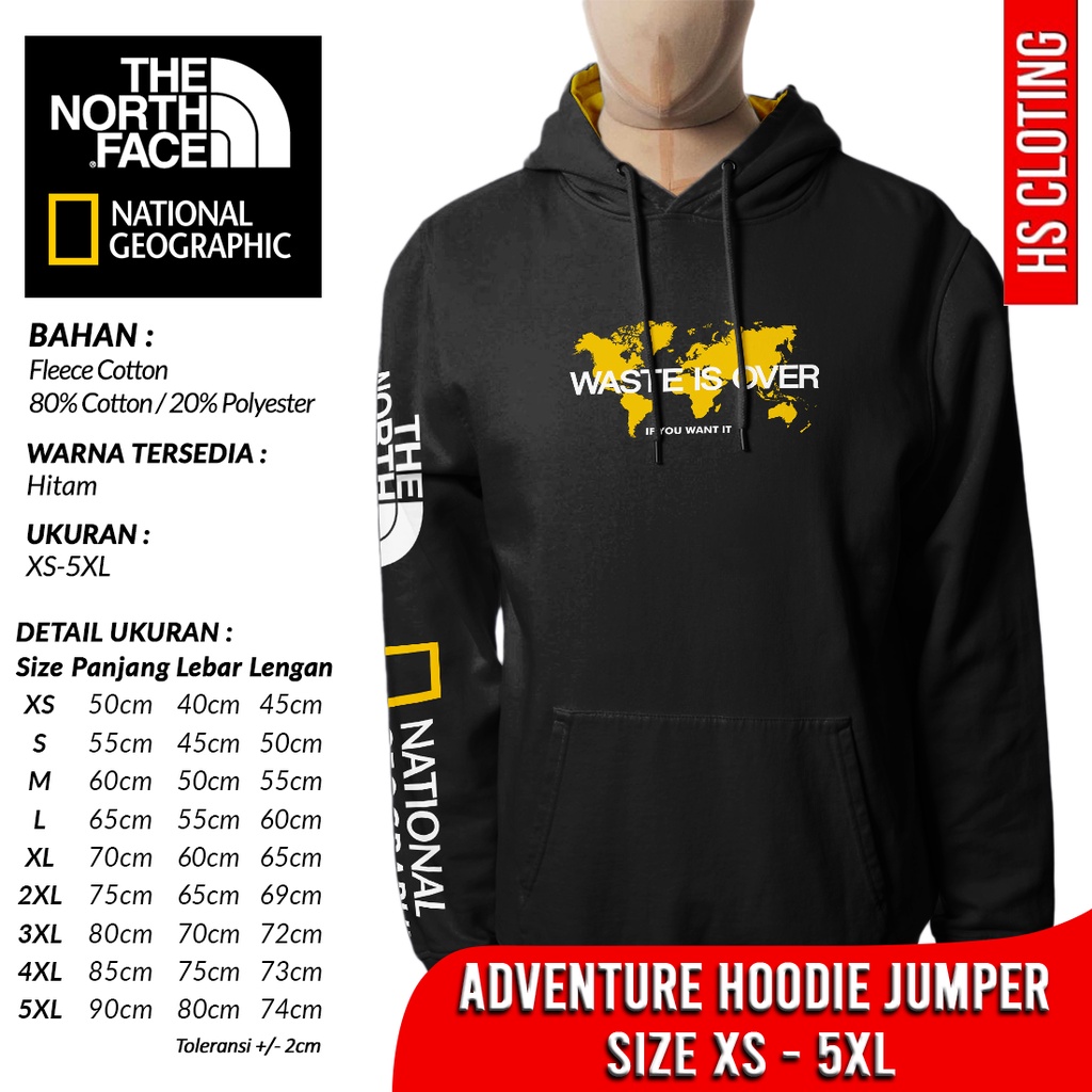 Jaket Gunung XS-5XL National Geographic Waste Is Over Hoodie Jumper NATGEO Adventure Bahan Katun Fle