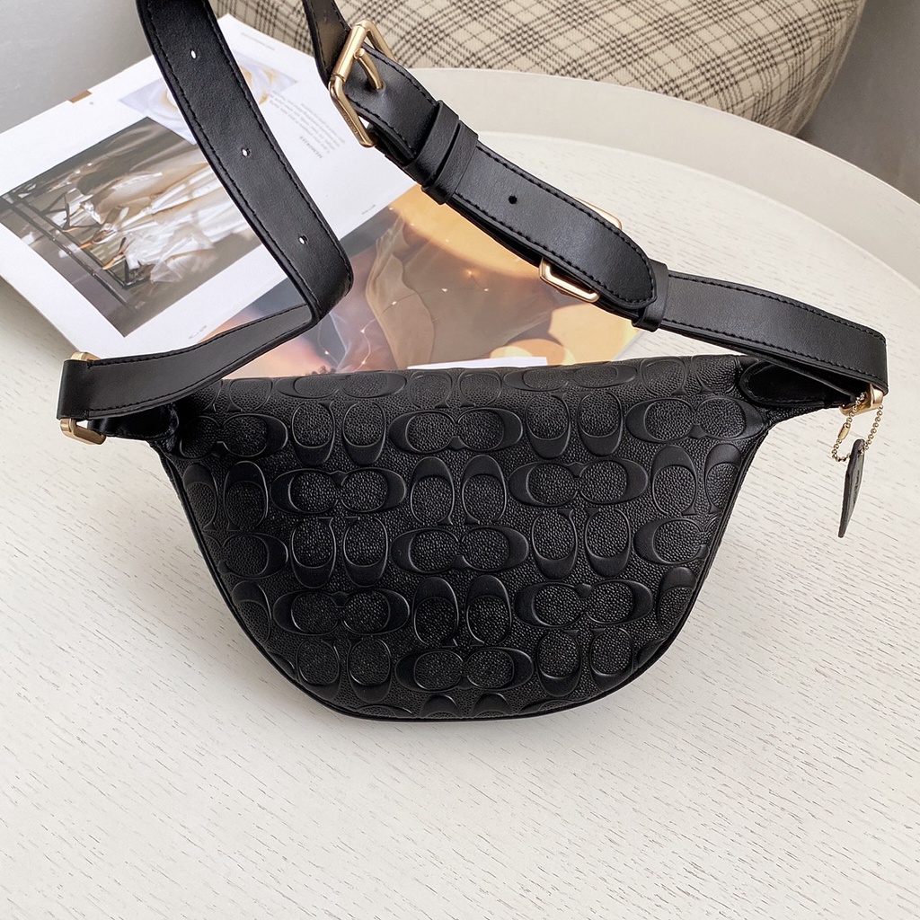 （Shopee Live）48741-9 coach original 48741 ladies new classic embossed Logo waist bag, chest bag, shoulder bag, first layer cowhide with YKK hardware  yaobao