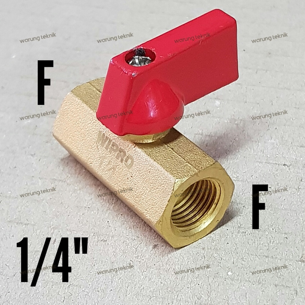 WIPRO WN5312 MINI BALL VALVE FF 1/4&quot; 1/2&quot; (DERAT DALAM) FULL BRASS KUNINGAN