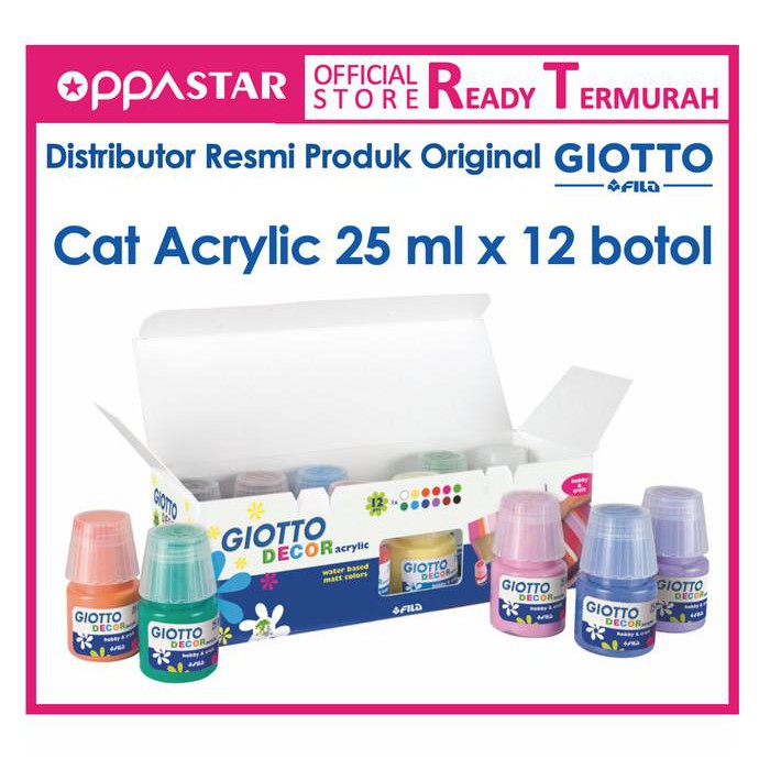 

Fuji | Cat Akrilik Giotto Decor Acrylic Paint Set 12 Warna 25Ml Murah Meriah Ready