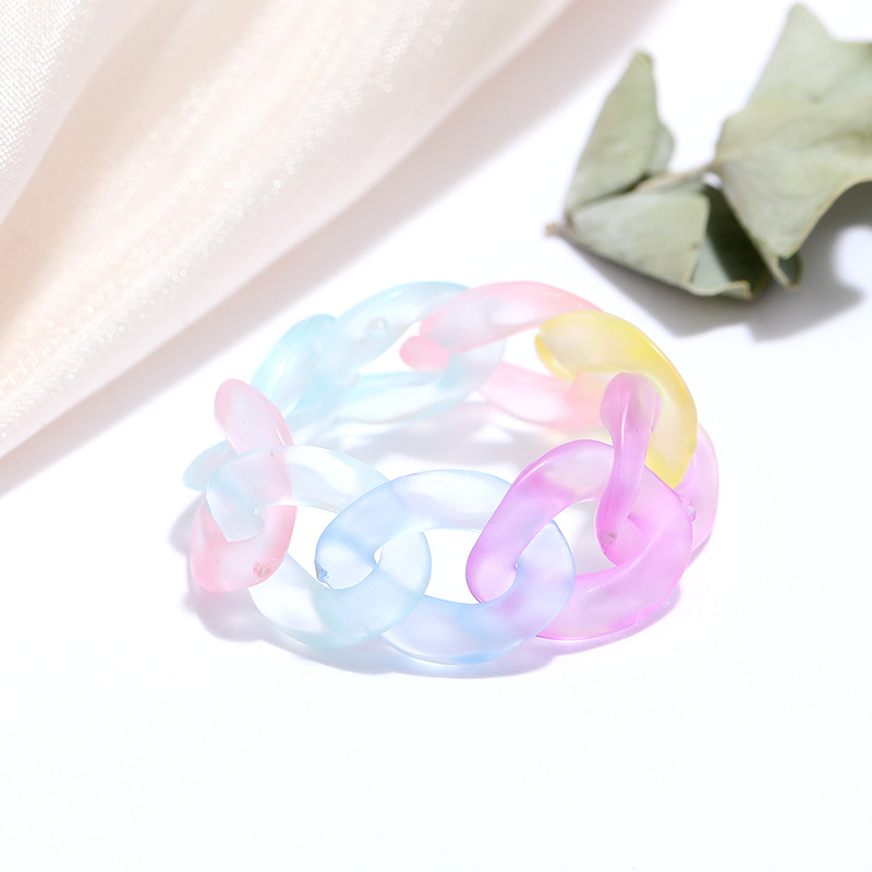 Jelly Color Acrylic Resin Chain Vintage Round Jewelry Dating for Women Ladies Girls Rings 2021 Clay Rings Chunky Rings