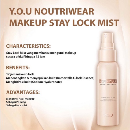 YOU Noutriwear+ Makeup Stay Lock Mist 55ml | Setting Spray | Face Mist | Finishing Spray | Face Spra