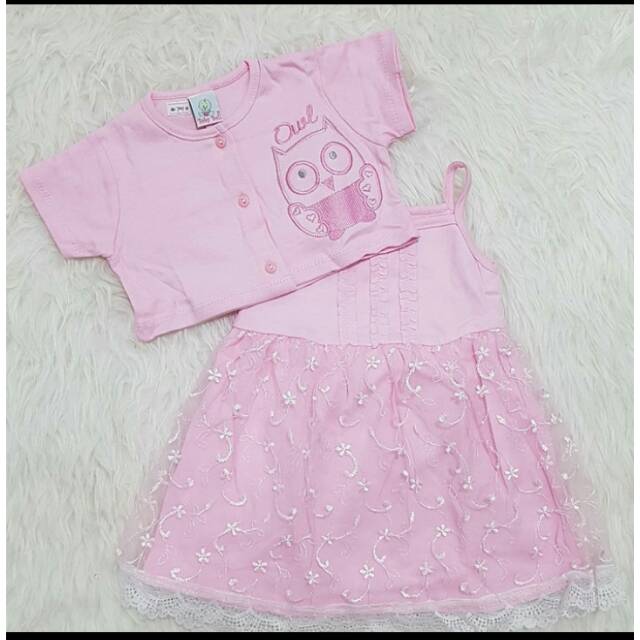 Dress bolero Owl Alg/ Fashion anak bayi perempuan baju dress set bolero  bayi perempuan lucu