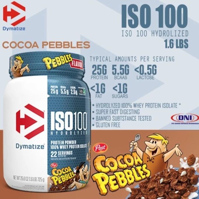 DYMATIZE ISO 100 ISO100 1,6 LBS 1.6 LB 22 SERVING - COCOA PEBBLES BPOM .
