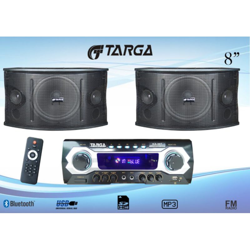 Paket Sound system targa 8 inch Usb Sd BLUETOOH  Gratis mic kabel