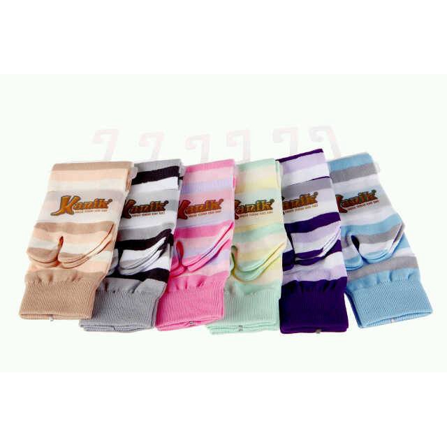 Kaos Kaki Wanita Murah / KANIK Sock BASIC STRIP 3 / Kaos Kaki Jempol Muslimah Panjang