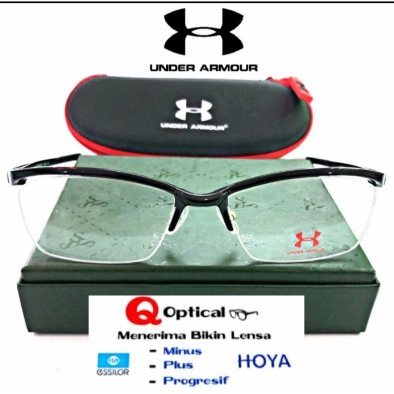 Kacamata Frame Pria Original Under Armour C001-S53 BLK Flexible Ulthem - Model Sporty Half