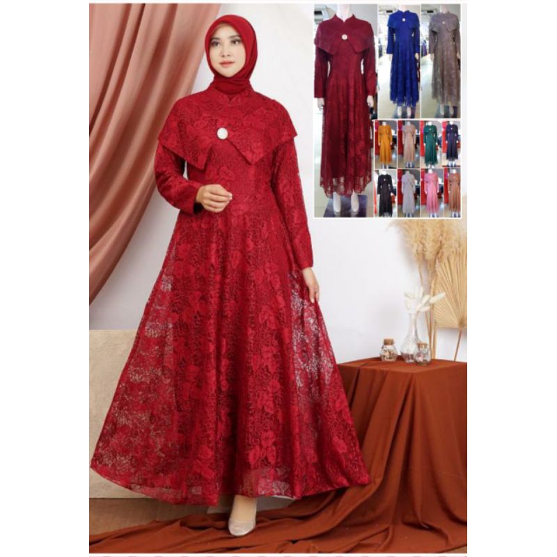 gamis brokat lapis furing mutiara cantik sabrina rampel